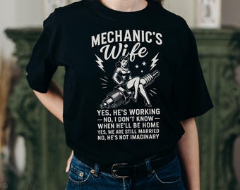Mechanic Wife Shirt: Retro Pin-Up Design, Funny Wife Gift