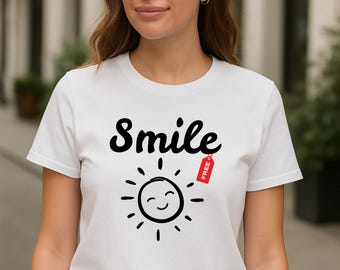 Smile T-Shirt: Hand-Drawn Sun Graphic Shirt, Positive Vibes Design, Unisex Happy Mood Top