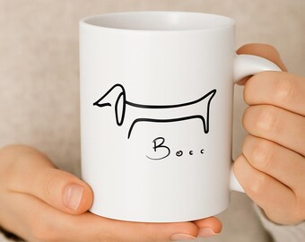 Picasso Dachshund Mug: Funny Left-Handed Coffee Cup