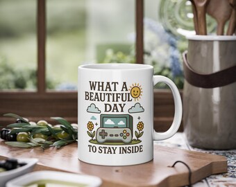 Retro Gamer Kaffeetasse Funny Controller Design Cozy Gaming Mug Lustiger Zocker Jumper Geschenkidee Vintage Style Unisex stay inside Mug