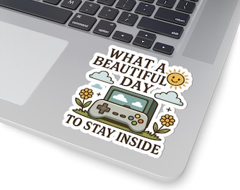 Funny Gamer Sticker Stay Inside Vinyl Sticker Cute Gaming Decal Retro Controller Sticker Gift for Gamers Cozy Aesthetic Nerd Sticker