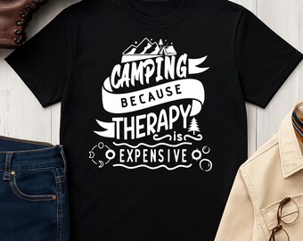 Camping Therapy T-Shirt Mens Outdoor Adventure Tee Natur Lover Shirt Wanderlust Geschenkidee Boho Style Travel Graphic Tee