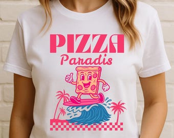 Pizza Paradis T-Shirt: Retro Italian Surf Graphic, Foodie Gift