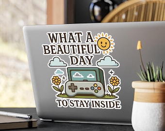 Gaming Sticker Stay Inside Lustig Nerd Gamer Aufkleber Controller Design Introvert Geschenk Geek Vinyl Sticker Retro Zocker Motiv