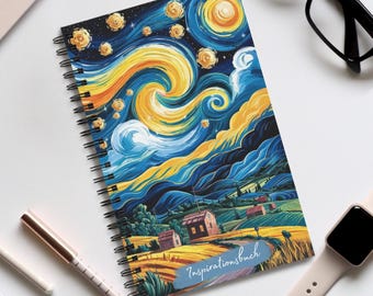 Starry Night Spiral Notebook A5 Artistic Journal Notizbuch Van Gogh Stil Kreatives Geschenk Idee Kunst Sketchbook Boho Diary