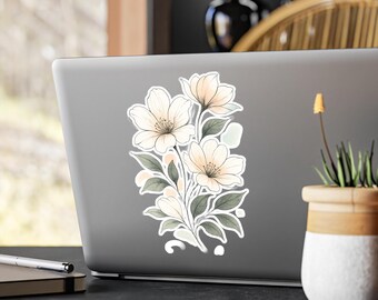 Blumen Sticker Ästhetischer Blumenaufkleber für Laptop & Notizbuch Floral Design, Geschenk für Naturfreunde und Kreative