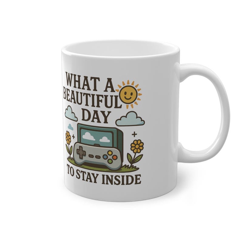 Retro Gamer Kaffeetasse Funny Controller Design Cozy Gaming Mug Lustiger Zocker Jumper Geschenkidee Vintage Style Unisex stay inside Mug image 5
