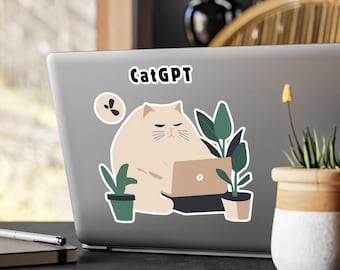 Cat GPT Sticker Lustiger KI-Katzen-Aufkleber für Laptop, Notizbuch & mehr, Nerd Humor, Geschenk für Tech-Fans Katzenfreunde