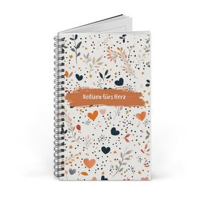 Floral Heart Spiral Journal A5 Lined Notebook for Women Blumen Notizbuch Romantisch Geschenkidee Boho Style Writing Journal Blumen Design image 3