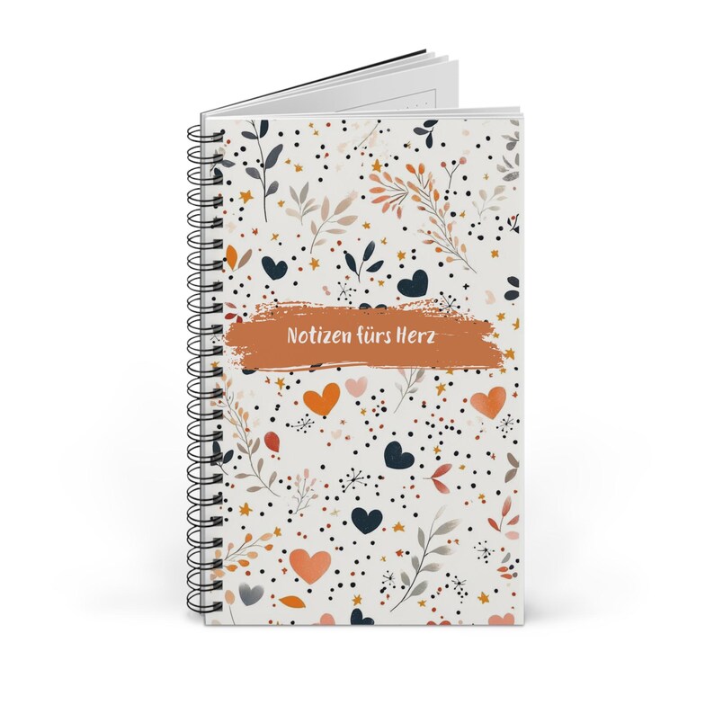 Floral Heart Spiral Journal A5 Lined Notebook for Women Blumen Notizbuch Romantisch Geschenkidee Boho Style Writing Journal Blumen Design image 3
