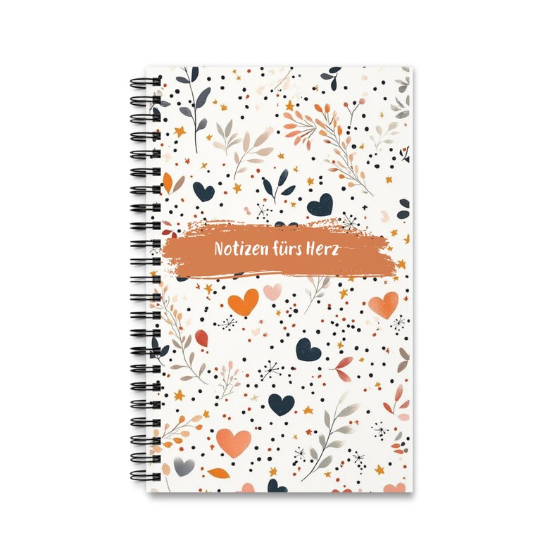 Floral Heart Spiral Journal A5 Lined Notebook for Women Blumen Notizbuch Romantisch Geschenkidee Boho Style Writing Journal Blumen Design image 2