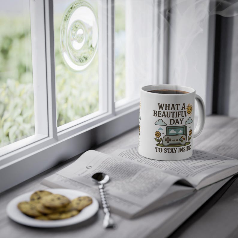 Retro Gamer Kaffeetasse Funny Controller Design Cozy Gaming Mug Lustiger Zocker Jumper Geschenkidee Vintage Style Unisex stay inside Mug image 2