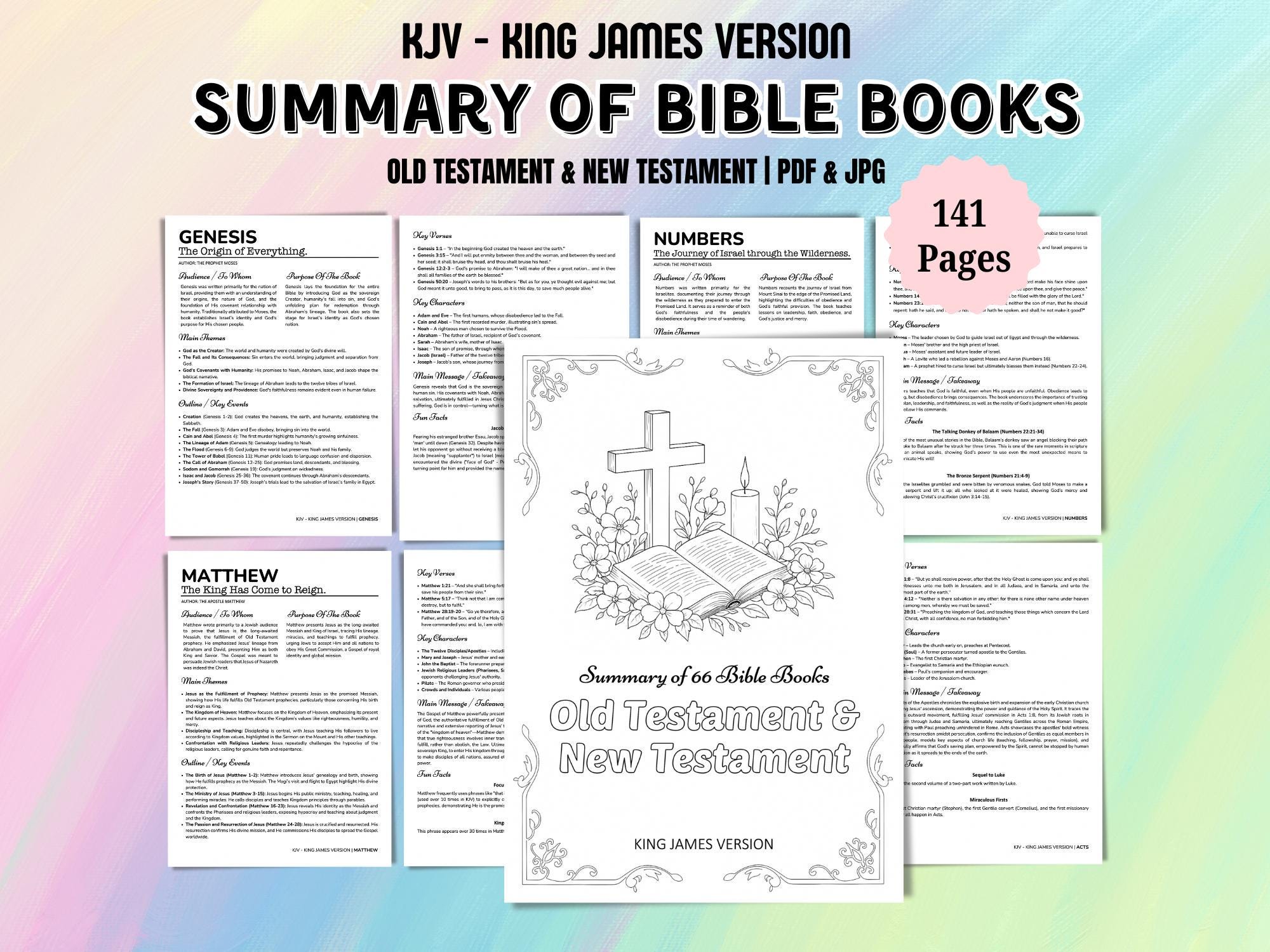 Complete KJV Bible Summary in Black & White Coloring: 66 Books in 141 ...