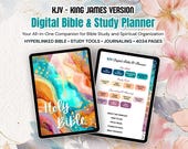 All-in-One KJV Digital Bible Study Planner in Blue, Hyperlinked PDF for Goodnotes, Daily Devotion, Prayer Journal, Bible Reading Tracker