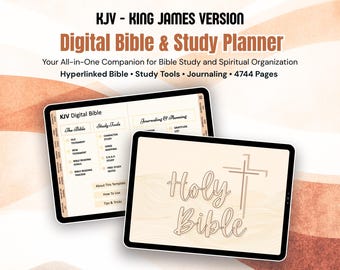 Interaktiver KJV Digital Bibel & Studienplaner | Christliches Journal für GoodNotes, iPad, Tablet | Braun