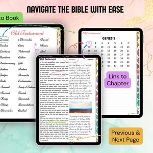 Kompleksowy cyfrowy planer studiów biblijnych ASV w kolorze różowym, hiperłącze PDF dla Goodnotes, codzienne nabożeństwo, dziennik modlitewny i śledzenie czytania Biblii zdjęcie 3