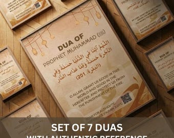 Set med 7 islamiska duor | Profeternas böner, koransk väggkonst (digital nedladdning)