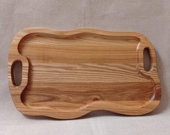 Holztablett zum Servieren Serviertablett aus Esche, groß 50x30 cm, Frühstücktablett
