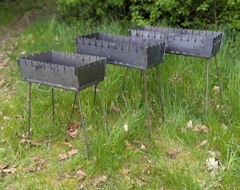 Mangal Grill 3 mm Case Shashlik voor 6, 8, 10, 12 spiesjes met 5 spiesjes en een tas