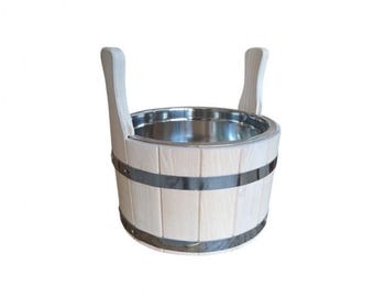 Cubo de infusión de roble de 4L Cubo de sauna con inserto de acero inoxidable Cubo de sauna Cubo de infusión Cubo de madera Banya Accesorios de sauna de roble