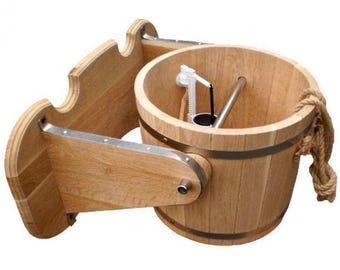 Saunawatervaldouche, eikenhout, 10 liter, watervalemmer, emmerdouche, sauna-accessoires