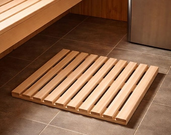 Saunarooster van essenhout 50 × 80 cm – Lichtgekleurde saunamat/badmat, antislip en robuust, houten doucherooster voor sauna en badkamer