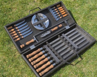 Grillspieße Schaschlik Spieß mit Holzgriff aus Edelstahl, ein Set
