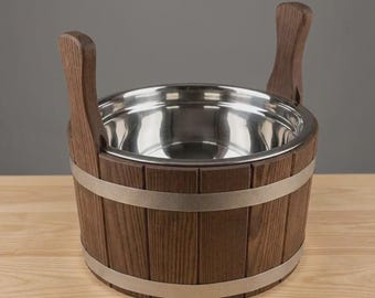 Oak Sauna Bucket 4L with Stainless Steel Insert | Wooden Sauna Pail | Banya Water Bucket | Finnish Sauna Accessories