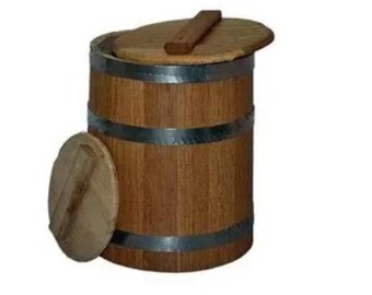 Oak Barrel with Lid – Wooden Fermentation Barrel for Pickles, Sauerkraut & Meat