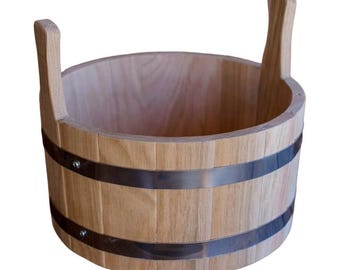 Cubo de sauna de 5 litros Cubo de infusión de ceniza de sauna Cubo de madera para banya Cubo