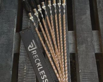 Spiesjes met houten handvat set cadeau spiesjes 6 stuks met houten handvat roestvrij staal