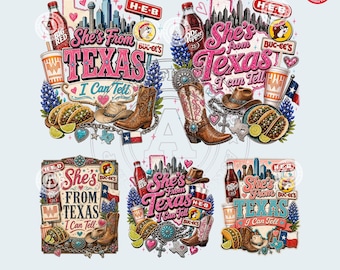 She's From Texas I Can Tell PNG-bundel, western shirtontwerp, Texas Girl png, Texas-sublimatie, digitale download