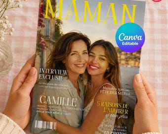 Personalized Mom Magazine Template, Canva Template, Personalized Mother's Day Magazine, Birthday Magazine Template, Magazine Maman