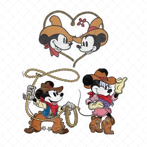 Mickey Cowboy PNG, Western Mickey and Minnie Shirt Design, Vintage DisneyVacation Family Trip, Cowboy Costume PNG, Magical Kingdom Western