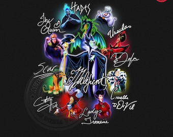 Villains Signature PNG: Magical Dark Royalty Art, Disneyworld Trip Matching Design, Maleficent Ursula Hades Scar Signature Digital Download