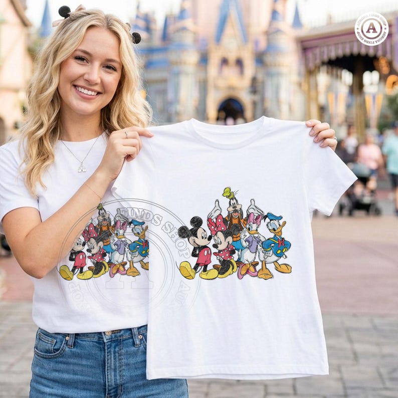 Mickey and Friends Sketch Group PNG, Retro Mickey and Friends Shirt Design, DisneyVacation Family Trip, Mickey Minnie Donald Daisy Goofy PNG image 2