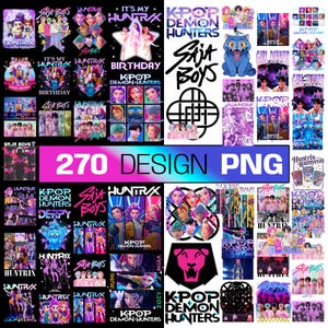 May include: A collection of digital designs themed around a K-Pop group. The artwork includes various graphics, text, and illustrations, with a banner stating "270 DESIGN PNG." The color scheme features pink, purple, black, and white.