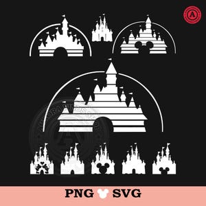Magical Castle Silhouette PNG SVG: Disneyworld Vacation 2026, Disneyland Family Trip Design, Castle Variations Bundle (Digital Download)