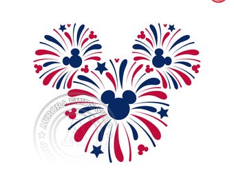 Mickey Mouse 4 de julio SVG PNG, Mickey Mouse patriótico, Mickey fuegos artificiales svg, Mickey fuegos artificiales patrióticos PNG, Cabeza de Mickey del Día de la Independencia