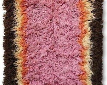 Tapete felpudo rosa, tapete de lã feito à mão, tapete boho, tapete macio estilo marroquino, tapete retrô com blocos de cores, tapete de pelúcia macio, decoração para sala de estar