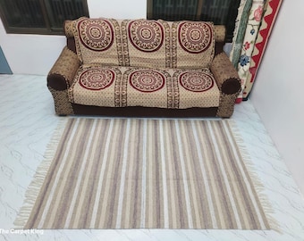 Flatweave Area Rug, Eco Friendly Boho Scandinavian Rug for Living Room 4x6ft