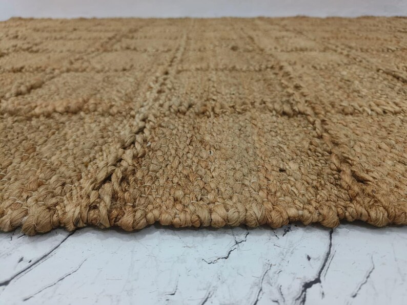 Side angle detail capturing chunky checkered texture.