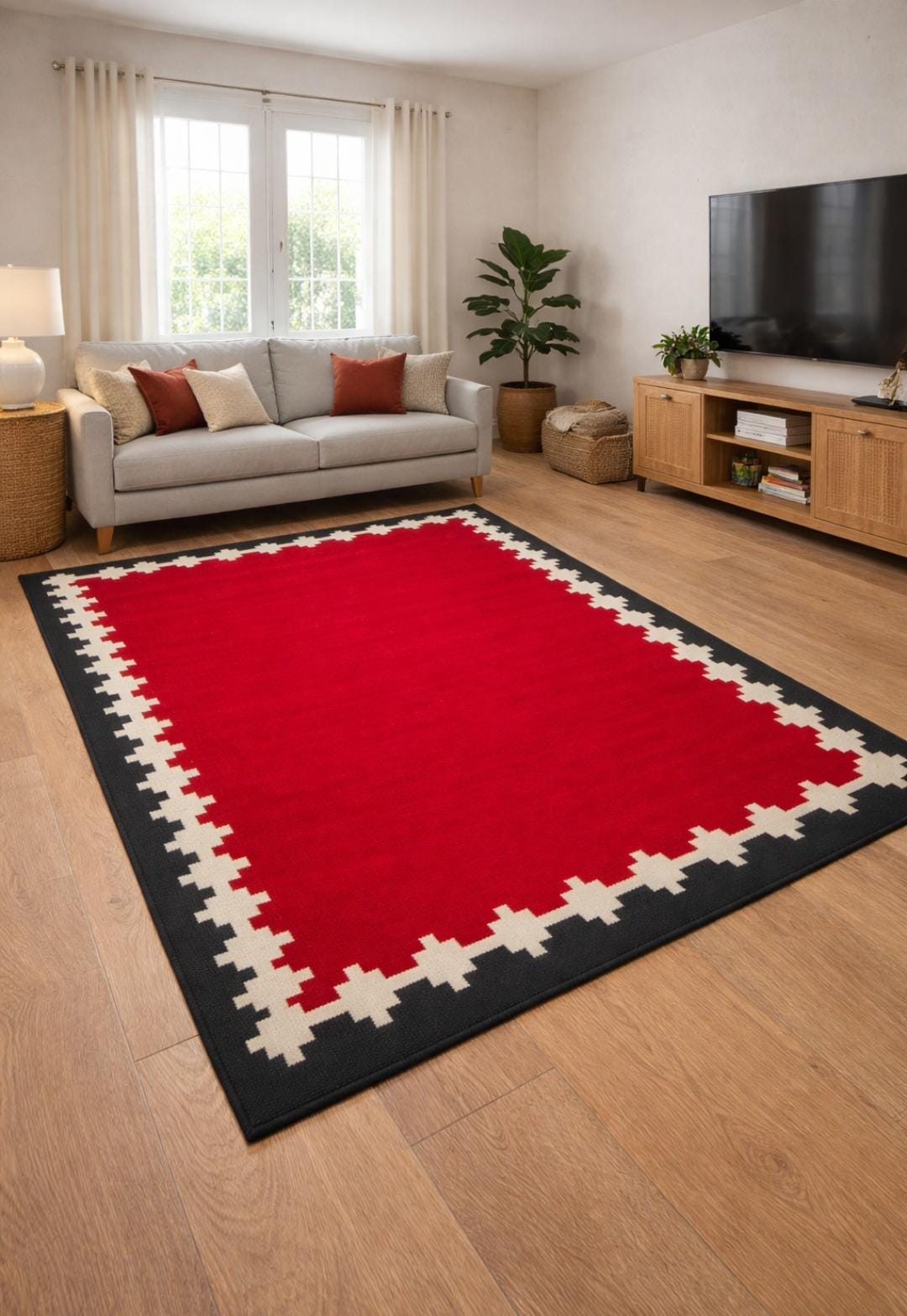 Kilim Rugs Border Handwoven Kilim Area Rug With Border Geometric Pattern, Flatweave Boho ...