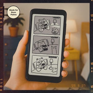Salvapantallas y pantalla de bloqueo Boox Palma / Diseño dibujado a mano de cómic Read Rest Repeat / Descarga digital