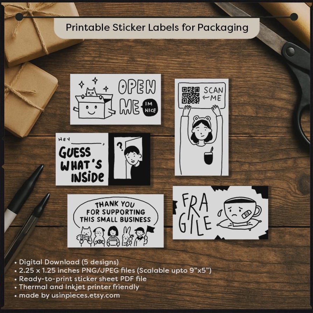 Printable Sticker Labels for Packaging | Handmade Business Tags & Logo ...