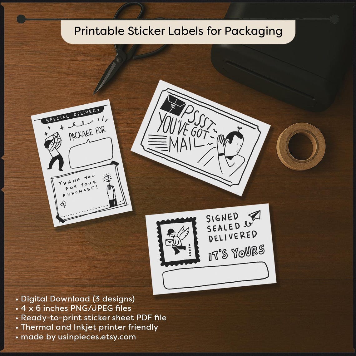 Printable Sticker Labels for Packaging | Handmade Business Tags & Logo ...