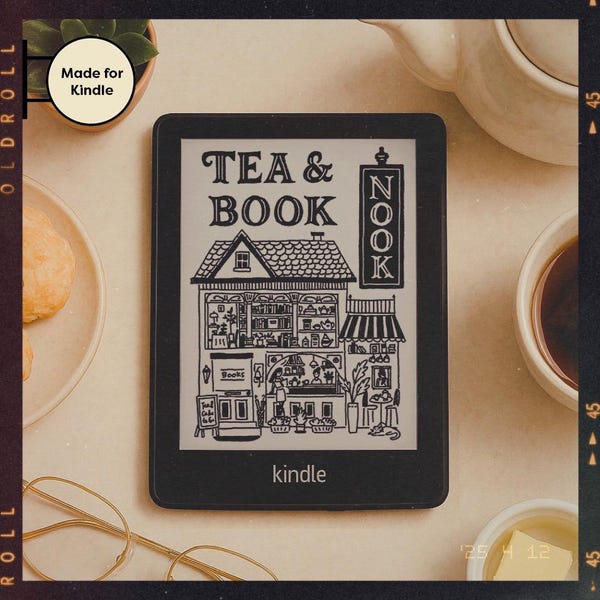 Kindle Lockscreen & Screensaver | Tea and Book Nook Design | Digital Download — Tea Lover's Special