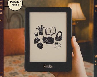 Kindle Lockscreen & Screensaver | Cozy Day Cat Lover Design | Digital Download