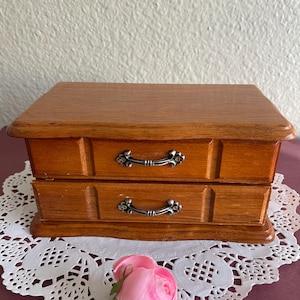Vintage Jewelry Box - Vintage Solid Wood Jewelry Box With Mirror - Jewelry Organizer