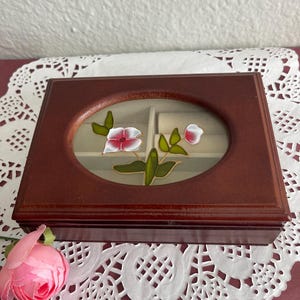 Vintage Mini Jewelry Box - Vintage Solid Wood Jewelry Box Hand Painted  - Jewelry Organizer